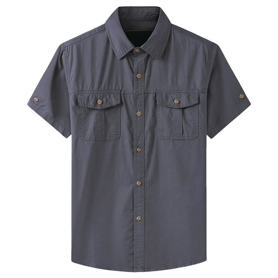 Mens Golf Shirts Cargo Short Sleeves Retro Wearable Loose Mens Performance Polos,Grey,5XL