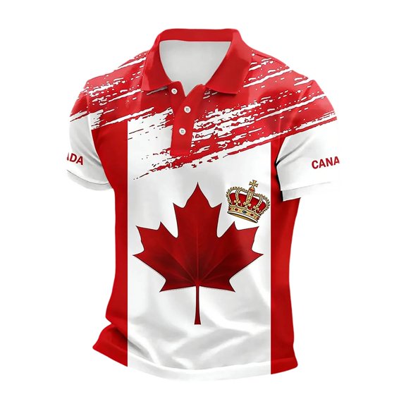 Mens Golf Shirts Distinctive Embroidered Maple Breathable Mens Performance Polos,Watermelon Red,3XL