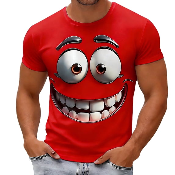 Mens Golf Shirts Funny Graphic Short Sleeve Expressive Print Summer Shirt for Men,Red,S