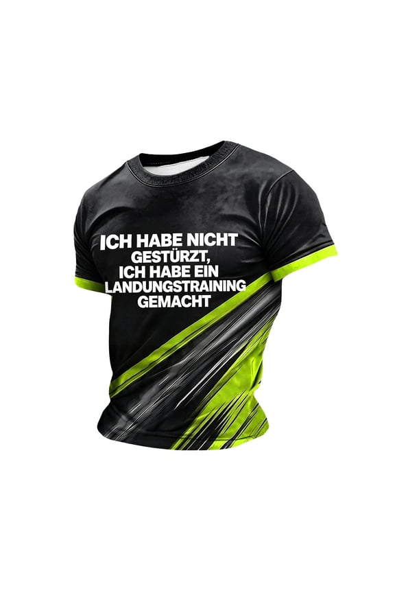 Mens Golf Shirts German Phrase Cycling Short Sleeve Crewneck Mens formal Shirts,Black,XL