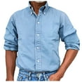 thumbnail image 1 of Mens Golf Shirts Long Sleeve Lapel Button Down Solid Color Mens Workout Shirts,Blue,2XL, 1 of 8