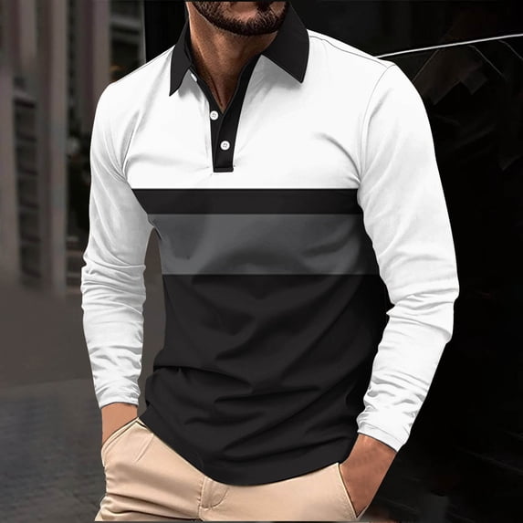 Mens Golf Shirts Long Sleeve Lightweight Breathable Moisture Wicking Loose Casual Basic Tee Shirts Black XXL