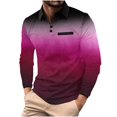 thumbnail image 1 of Mens Golf Shirts Long Sleeve Pullover Button Collared T-Shirts Casual Gradient Polka Dot Printed Breathable Going Out Athletic Workout Tees Tops, 1 of 4