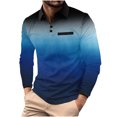 thumbnail image 1 of Mens Golf Shirts Long Sleeve Pullover Button Collared T-Shirts Casual Gradient Polka Dot Printed Breathable Going Out Athletic Workout Tees Tops, 1 of 4