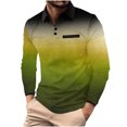 thumbnail image 1 of Mens Golf Shirts Long Sleeve Pullover Button Collared T-Shirts Casual Gradient Polka Dot Printed Breathable Going Out Athletic Workout Tees Tops, 1 of 4