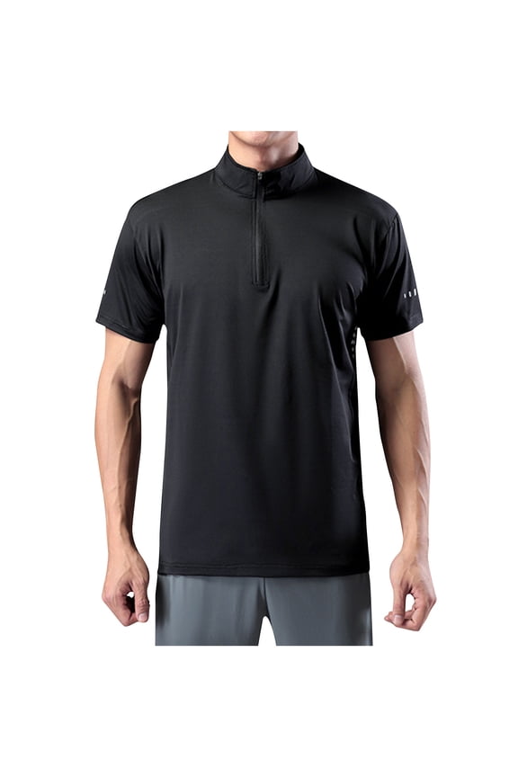 Mens Golf Shirts Mock Neck Quick Dry Summer Shirt Casual Short Sleeve Moisture Wicking T Shirts