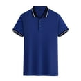 thumbnail image 1 of Mens Golf Shirts Short Sleeve Button Lapel Solid Color Mens Casual Shirts,Blue,XL, 1 of 2