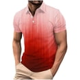 thumbnail image 1 of Mens Golf Shirts Short Sleeve Gradient Color Polos Business Casual Blouses Summer S-4X Soft Collared Tops (3XL, Red #A), 1 of 6