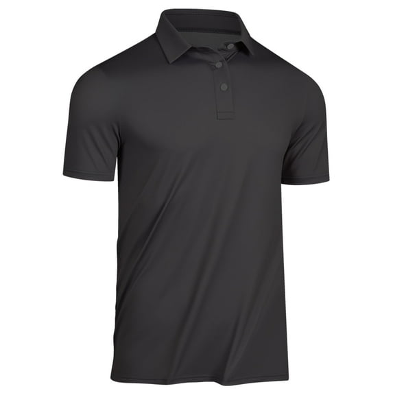 Mens Golf Shirts Short Sleeve Polo Shirts For Men Athletic Business Casual Collar Black Shirts L