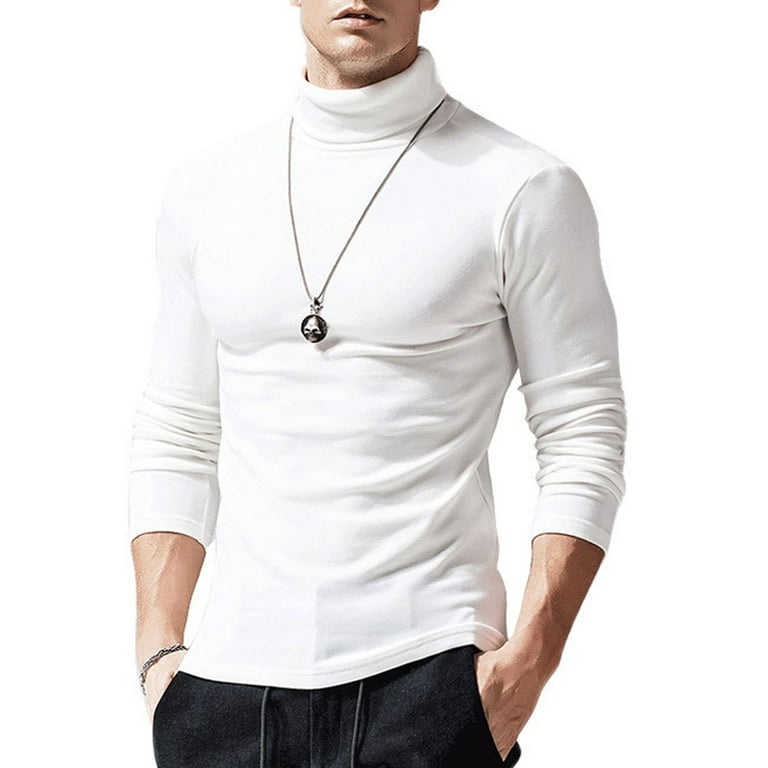 Mens Golf Shirts Solid Color Long Sleeve Sport Tops Men Autumn Pullover Turtleneck Blouse