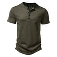 thumbnail image 1 of Mens Golf Shirts Solid Quarter Button Short Sleeve Henley Shirt Moisture-Wicking Comfortable Slim Fitted Pull-On Tee Tops, 1 of 8
