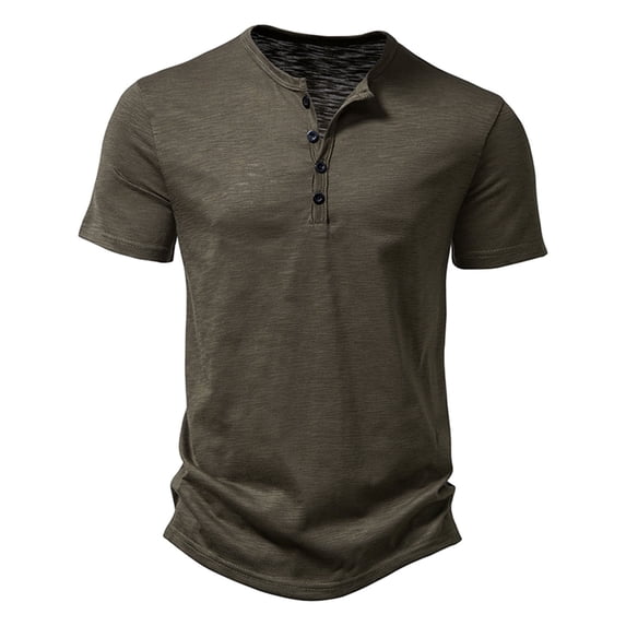 Mens Golf Shirts Solid Quarter Button Short Sleeve Henley Shirt Moisture-Wicking Comfortable Slim Fitted Pull-On Tee Tops