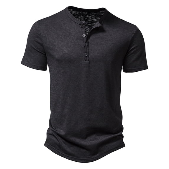 Mens Golf Shirts Solid Quarter Button Short Sleeve Henley Shirt Moisture-Wicking Comfortable Slim Fitted Pull-On Tee Tops