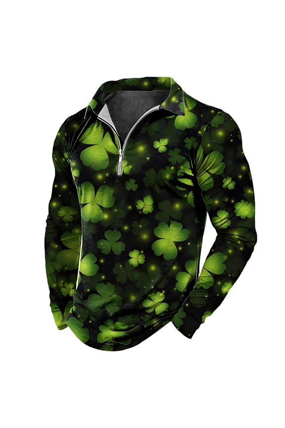 Mens Golf Shirts St Patrick'S Day Fashion Trend Classic Loose Fit Mens Sprimg Clothing,Black,M