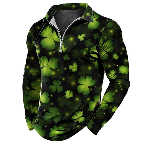Mens Golf Shirts St Patrick'S Day Fashion Trend Classic Loose Fit Mens Sprimg Clothing,Black,M