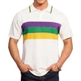 thumbnail image 1 of Mens Golf Shirts Striped Carnival Polo Shirt Short Sleeve Button Down Parade Party Top, 1 of 5