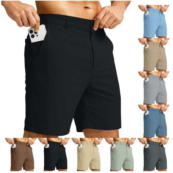 Mens Golf Shorts Stretch Flat Front Shorts Lightweight Quick Dry Hiking Casual Work Short Pants with 3 Pockets