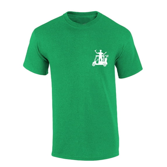 Mens Golf Tshirt Golf Cart Drinking Funny Golfer Crest Short Sleeve T-shirt-Heather Irish Green-5xl