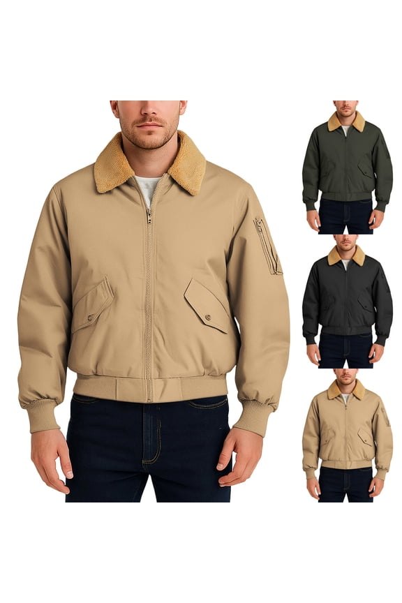 Mens Golf Zip Up Bomber Jacket Lapel Collar Soft Fleece Outerwear Casual Everyday Layer for Cool-Weather Outdoor