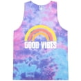 thumbnail image 1 of Mens Good Vibes 60s 70s Hippie Tie Dye Tanktop, 3XL Cotton Candy, 1 of 4