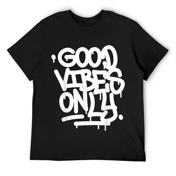 Mens Good Vibes Only T-Shirt Positive Motivational Saying Black