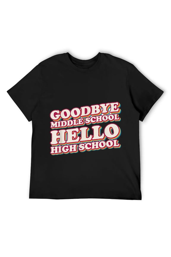 Mens Goodbye Middle School Hello High School 8th Grade Graduation T-Shirt Black 2XL