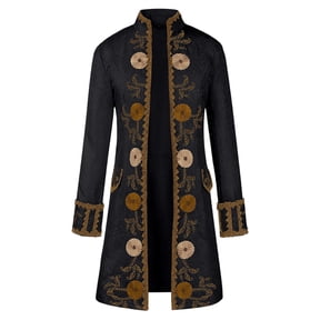 Mens Goth Long Tailcoat Jacket Gothic Victorian Tailcoats for Roleplay Intricate Embroidery Renaissance Faire Coats Steampunk Costume Coat
