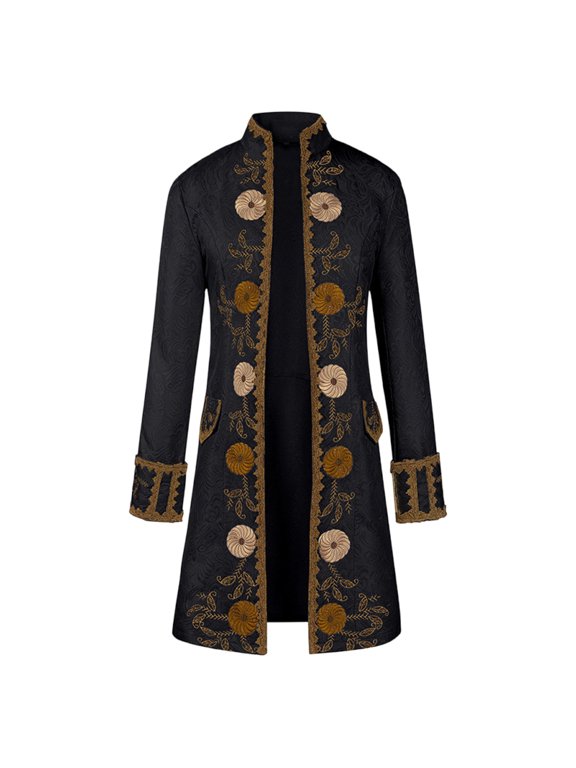 Mens Goth Long Tailcoat Jacket Gothic Victorian Tailcoats for Roleplay Intricate Embroidery Renaissance Faire Coats Steampunk Costume Coat