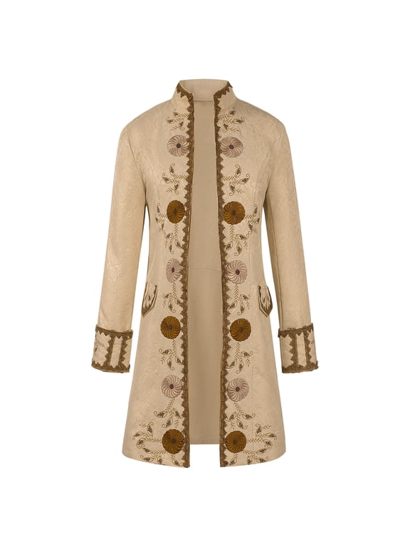 Mens Goth Long Tailcoat Jacket Gothic Victorian Tailcoats for Roleplay Intricate Embroidery Renaissance Faire Coats Steampunk Costume Coat