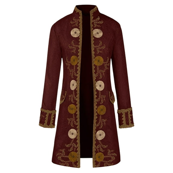 Mens Goth Long Tailcoat Jacket Gothic Victorian Tailcoats for Roleplay Intricate Embroidery Renaissance Faire Coats Steampunk Costume Coat