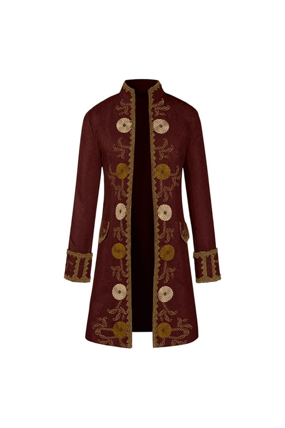 Mens Goth Long Tailcoat Jacket Gothic Victorian Tailcoats for Roleplay Intricate Embroidery Renaissance Faire Coats Steampunk Costume Coat