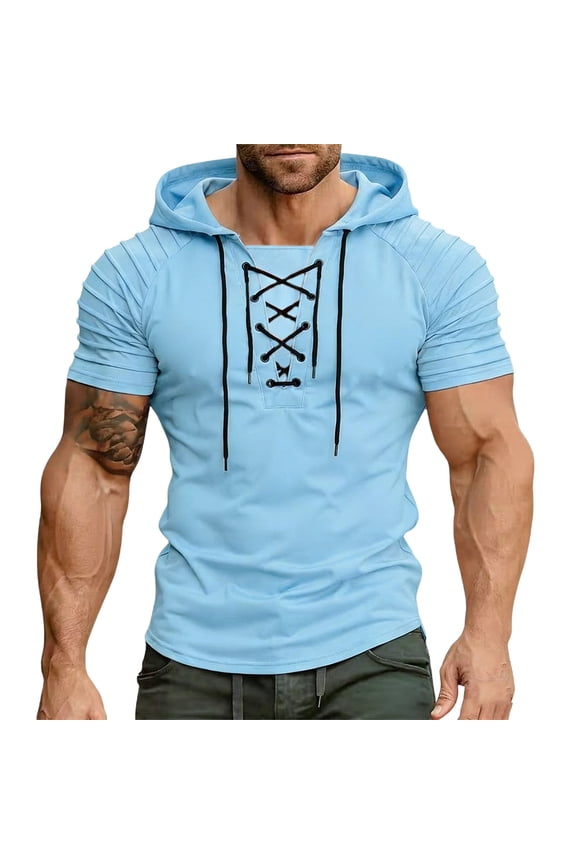 Mens Gothic Lace Up Hoodie Shirts Retro Sweatshirt Vintage Steampunk Hooded Tops Comfy Halloween Cosplay Costume