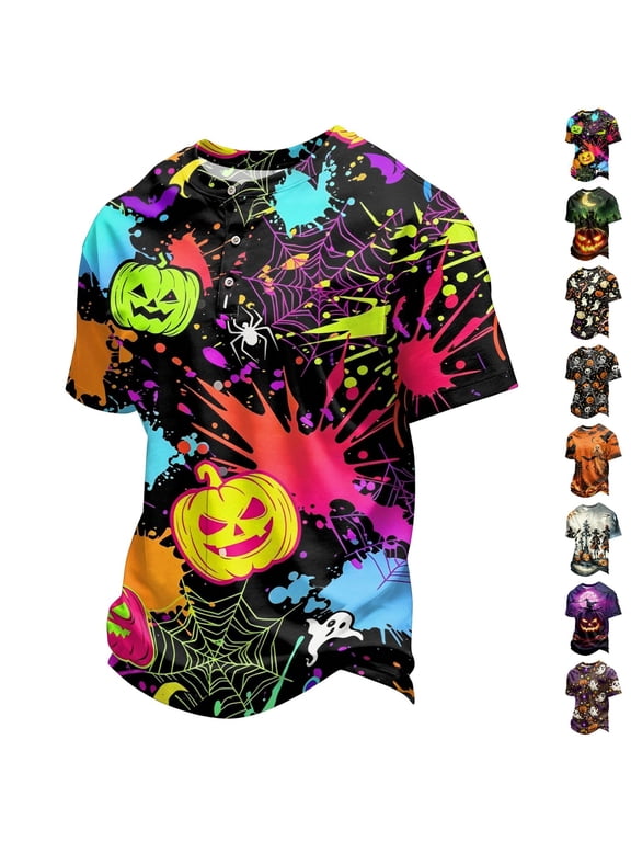 Mens Gothic Shirts Print Short Sleeve Crewneck Tee Summer Top