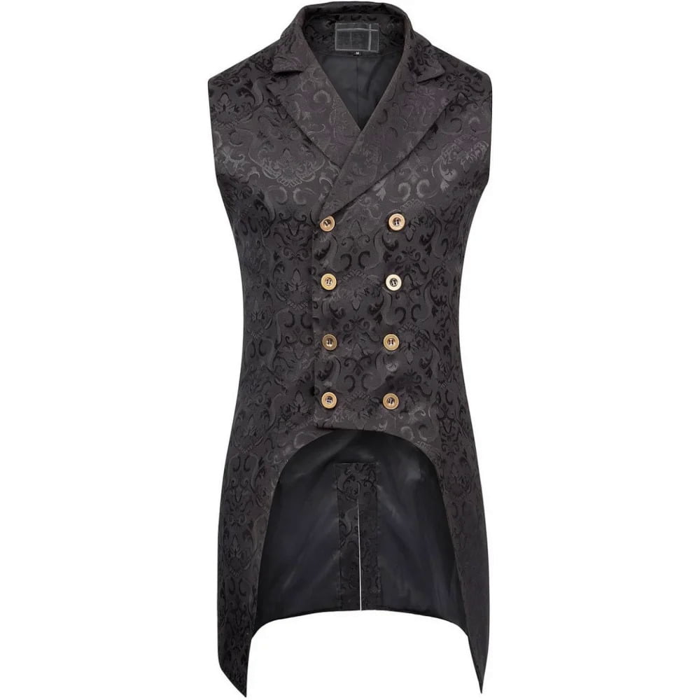 Men Steampunk Vest Black Leather Heavy Duty Gothic Waistcoat - B26