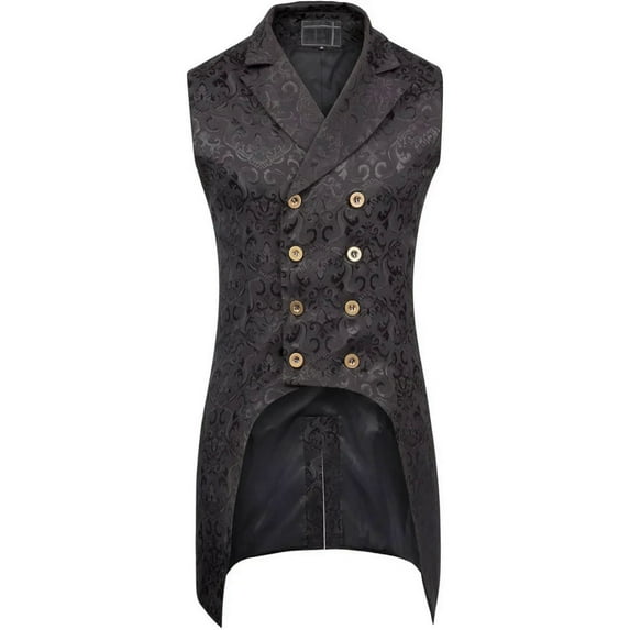 Mens Gothic Steampunk Double Breasted Vest Brocade Waistcoat, Casual Jackets and Coats, For Daily Wear, Halloween Stage, Party