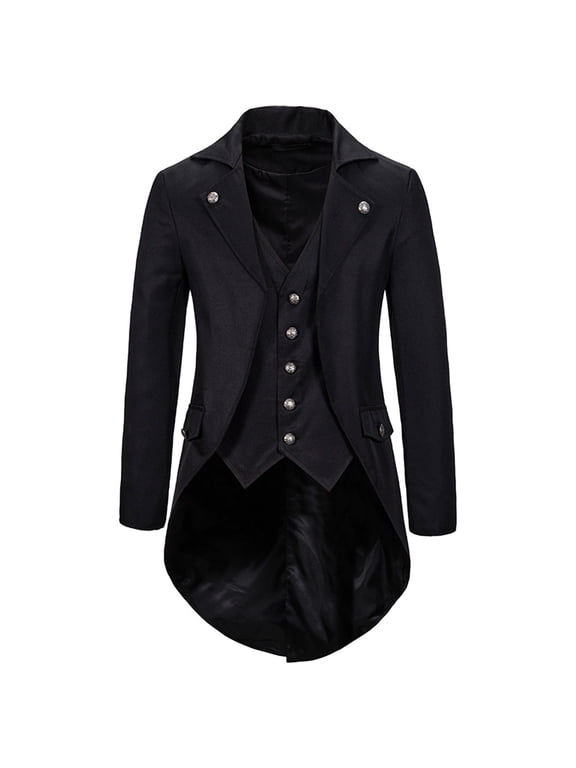 Mens Gothic Tailcoat Jacket Steampunk Victorian Coat Black M