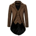 thumbnail image 1 of Mens Gothic Tailcoat Jacket Steampunk Victorian Coat Coffee M, 1 of 7