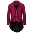 thumbnail image 1 of Mens Gothic Tailcoat Jacket Steampunk Victorian Coat Red XL, 1 of 6