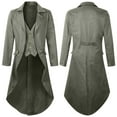 thumbnail image 1 of Mens Gothic Tailcoat Jackets Solid Color Vintage Top Steampunk Medieval Tailcoat Uniform Performance Suit Lapel Jackets Costume Dark Gray L, 1 of 4