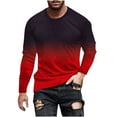 thumbnail image 1 of Mens Gradient Color Long Sleeve T Shirts Crewneck Comfy Plus Size Tops Pullover Shirts Casual Cotton Blouses Tees Red,2XL, 1 of 6