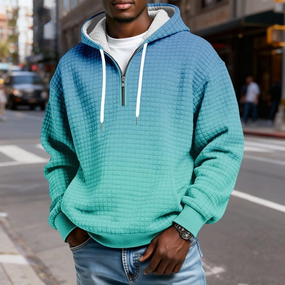 Mens Gradient Hoodies Pullover Oversized Hoodie For Men With Graphic Print Comfortable Men's Cyan XL