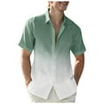 thumbnail image 1 of Mens Gradient Linen Shirts Casual Button Down Short Sleeve Beach Summer, 1 of 6