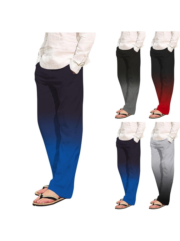 Mens Gradient Pajama Pants Sleep Lounge Bottoms Soft Comfy Pj Pant Sleepwear with Pockets for Home Gym Workout Yoga Wear Blue-A