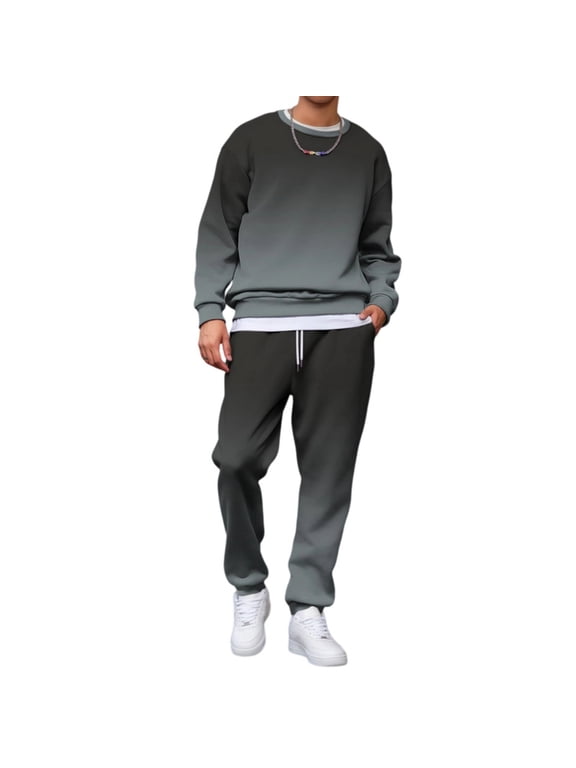 Mens Gradient Sweatshirt and Jogger Sweatpants 2 Piece Set Matching Tracksuit Outfits for Men