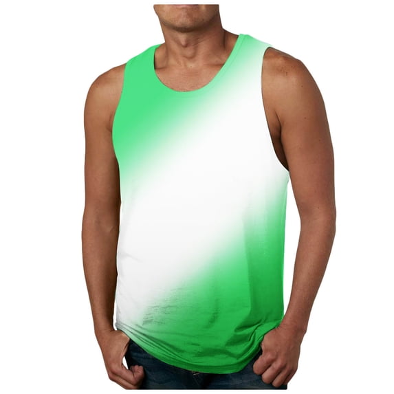 Mens Gradient Workout Tank Tops Muscle Athletic Gym Cotton Undershirt Sleeveless Shirts Big and Tall Size M-6XL Multicolor