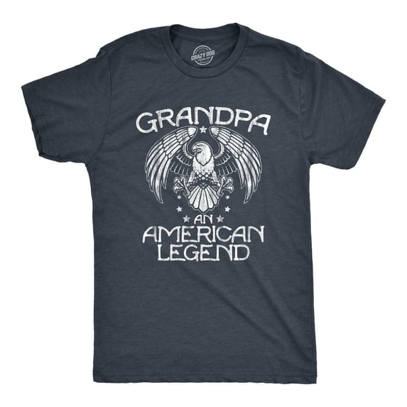 Mens Grandpa An American Legend T Shirt Funny Cool Grandparent Tee for Guys Graphic Tees