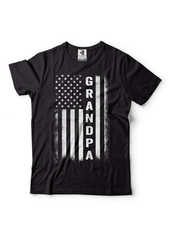 Mens Grandpa T-shirt Grandpa Patriotic Flag Tee USA Flag Shirt Grandpa Gifts 4th of July Shirt (3X-Large Black)