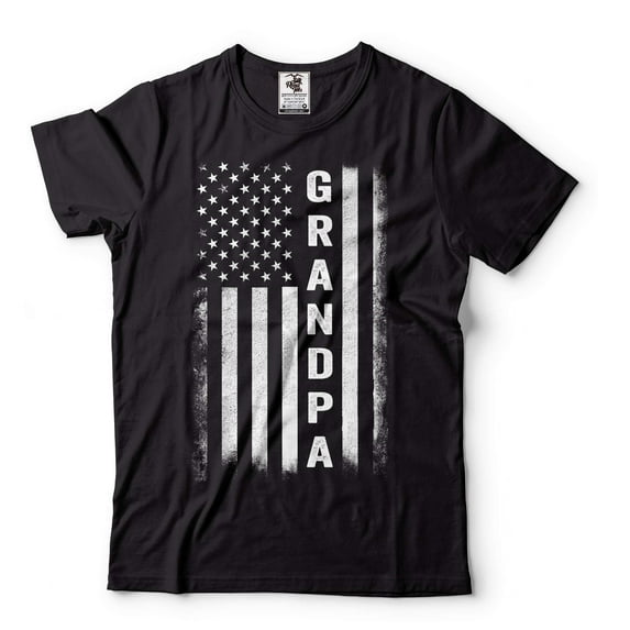 Mens Grandpa T-shirt Grandpa Patriotic Flag Tee USA Flag Shirt Grandpa Gifts 4th of July Shirt (X-Large Black)