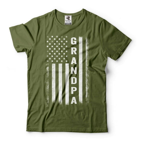 Mens Grandpa T-shirt Grandpa Patriotic Flag Tee USA Flag Shirt Grandpa Gifts 4th of July Shirt (XX-Large Military Green)