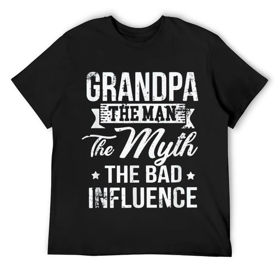 Mens Grandpa The Bad Influence Funny Gift T-Shirt Black